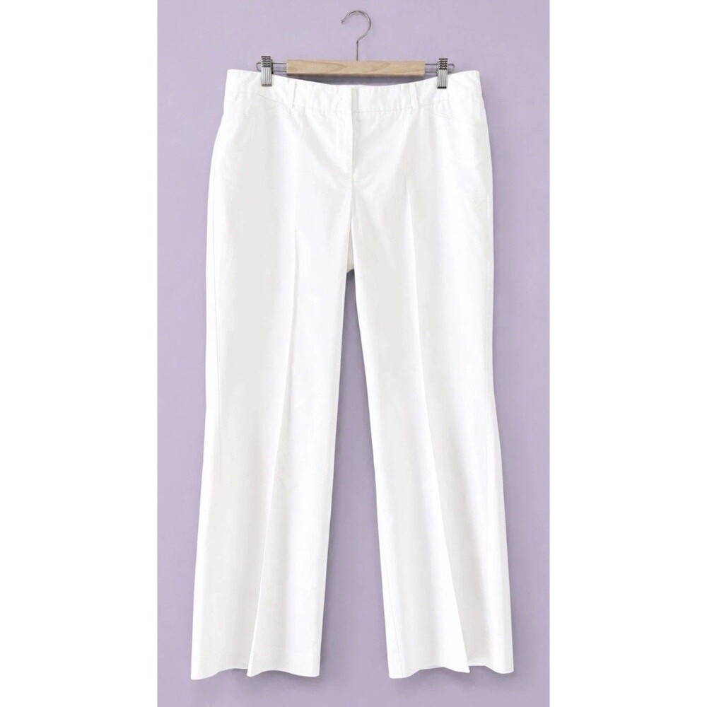 Larry Levine White Straight Leg Trousers Womens Size 6 Stretch Career Work Pants